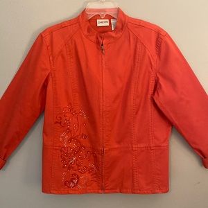 Chico’s Embellished zip front Jacket.